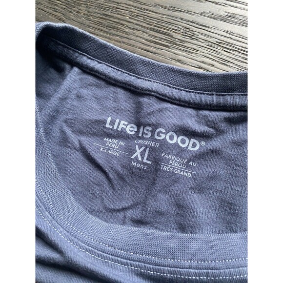 Life Is Good Crusher Tee Mens XL Blue American Pie Pizza U.S. Flag T-Shirt 4th - Picture 4 of 6